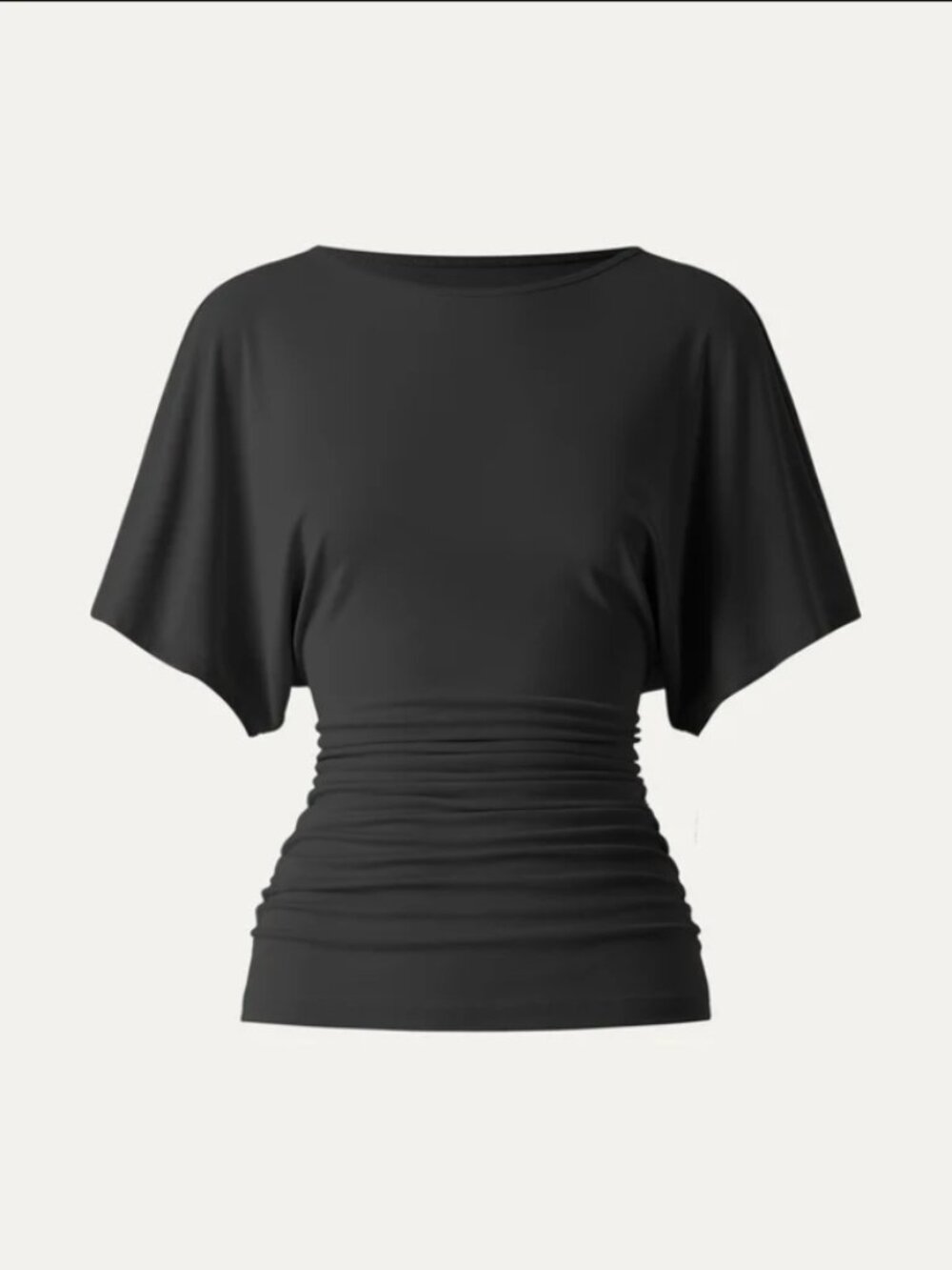 Effortless Boatneck Batwing Sleeve Side Ruched Top